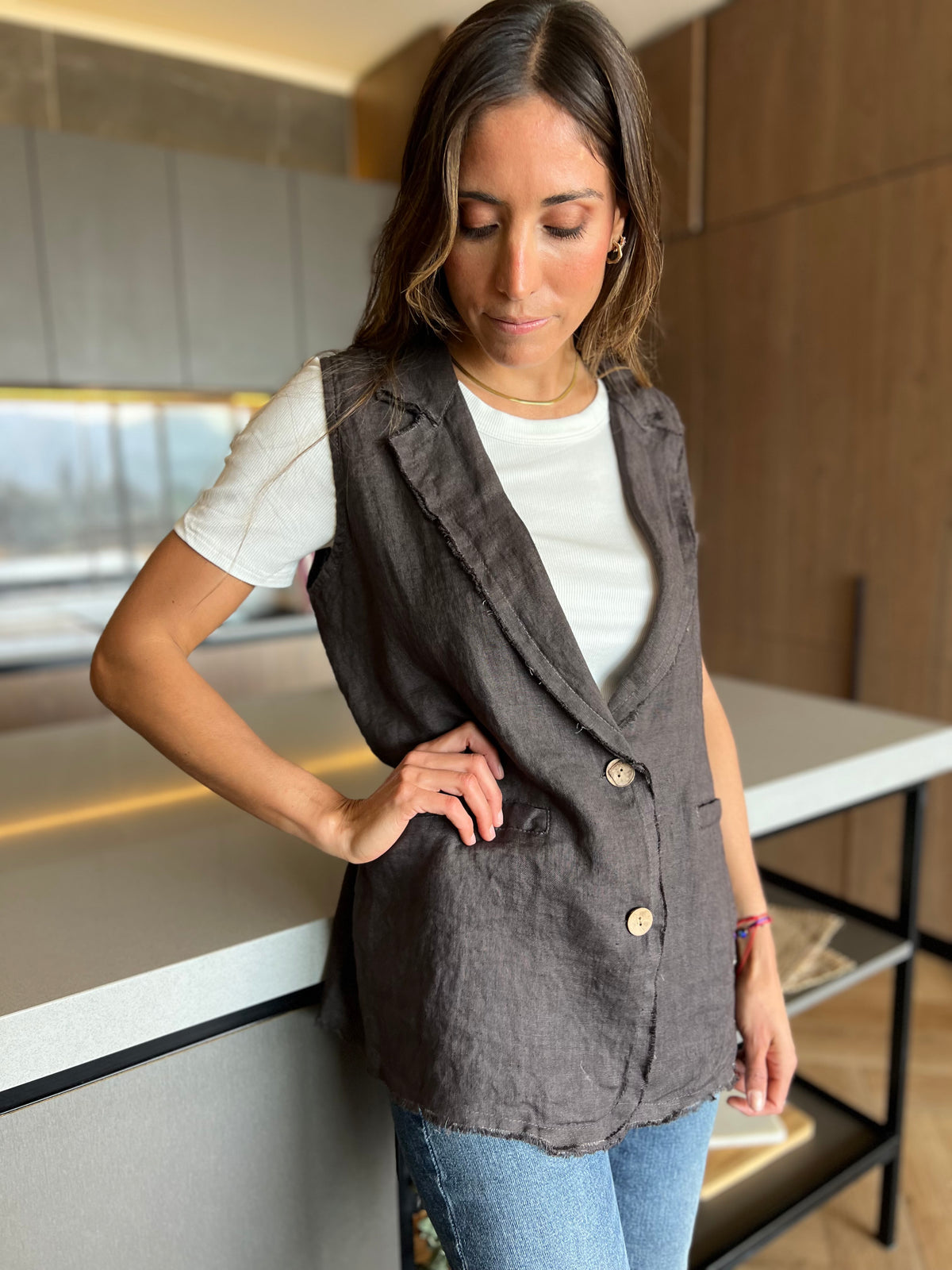 Vest largo TAORMINA -  100% LINO