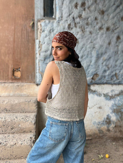 Chaleco Vest Crisantemo- LINO