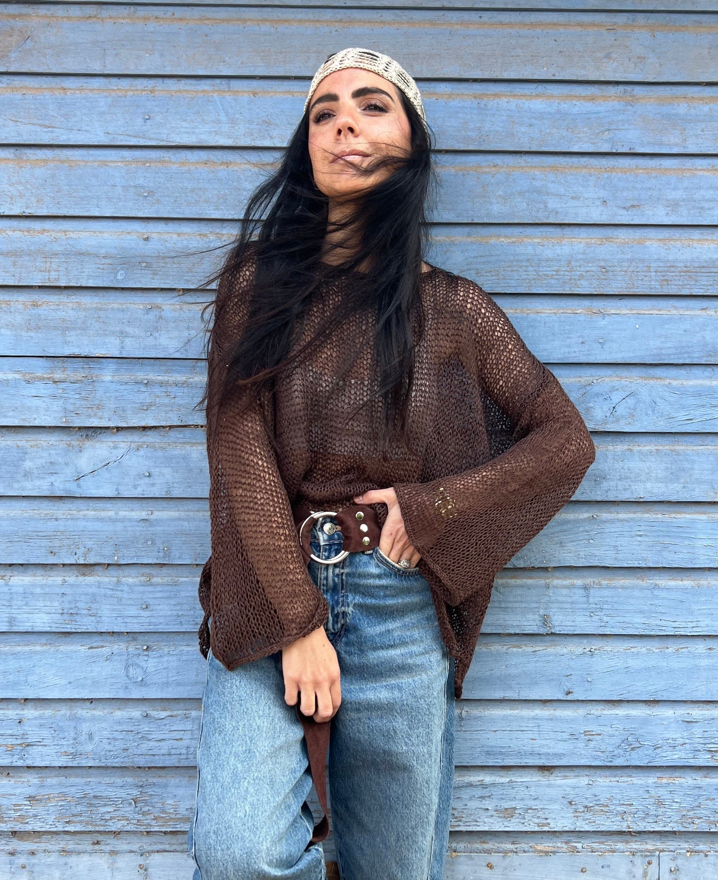 Chaleco Bugambilia Café - TEJIDO A MANO 100% LINO