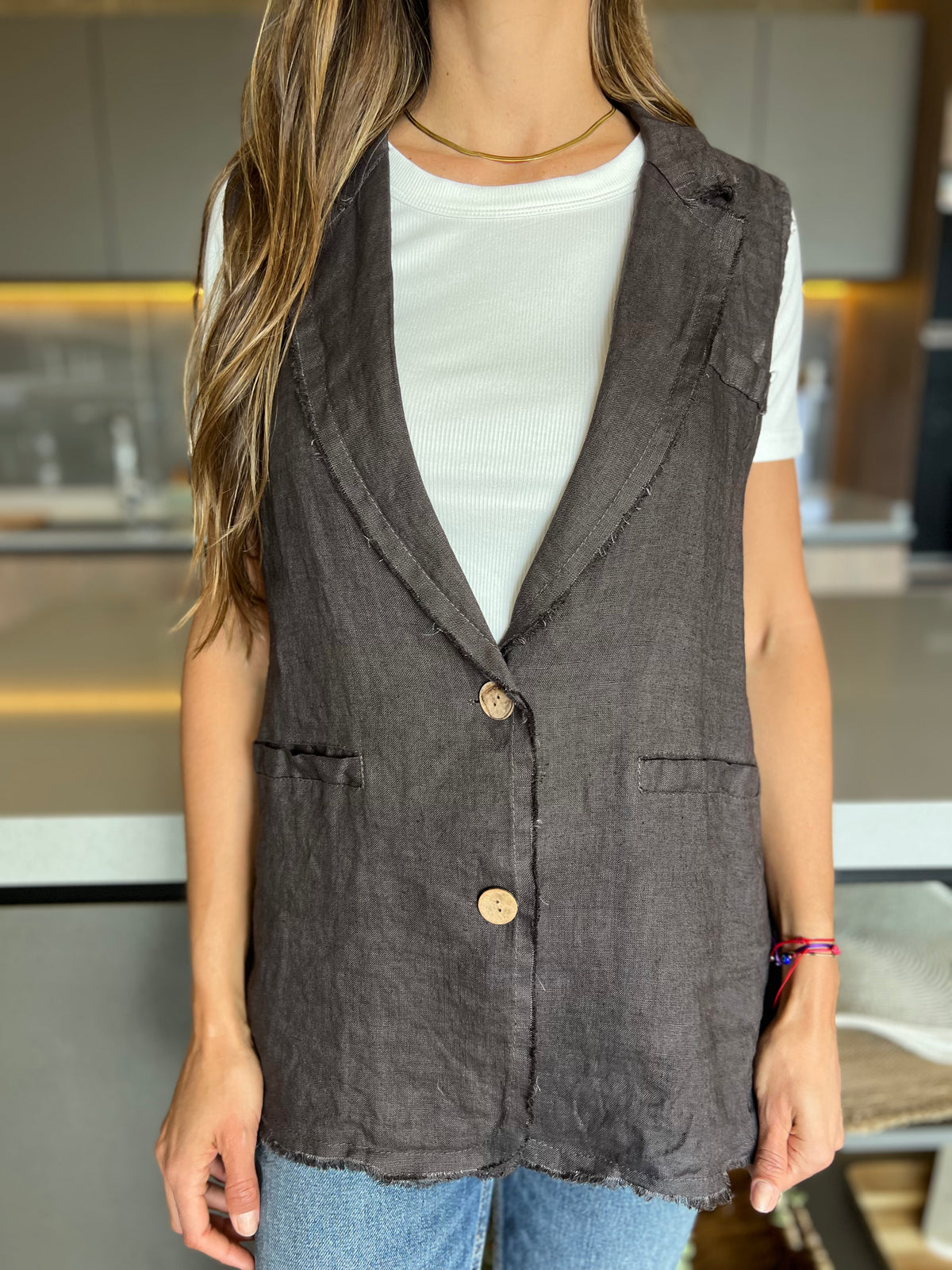 Vest largo TAORMINA -  100% LINO