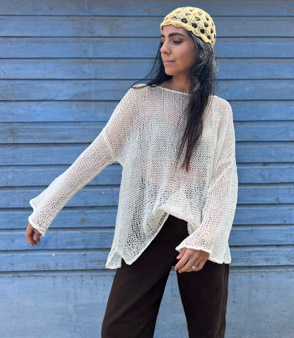 Chaleco Bugambilia Crudo - TEJIDO A MANO 100% LINO