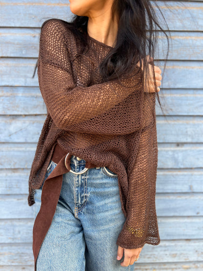 Chaleco Bugambilia Café - TEJIDO A MANO 100% LINO