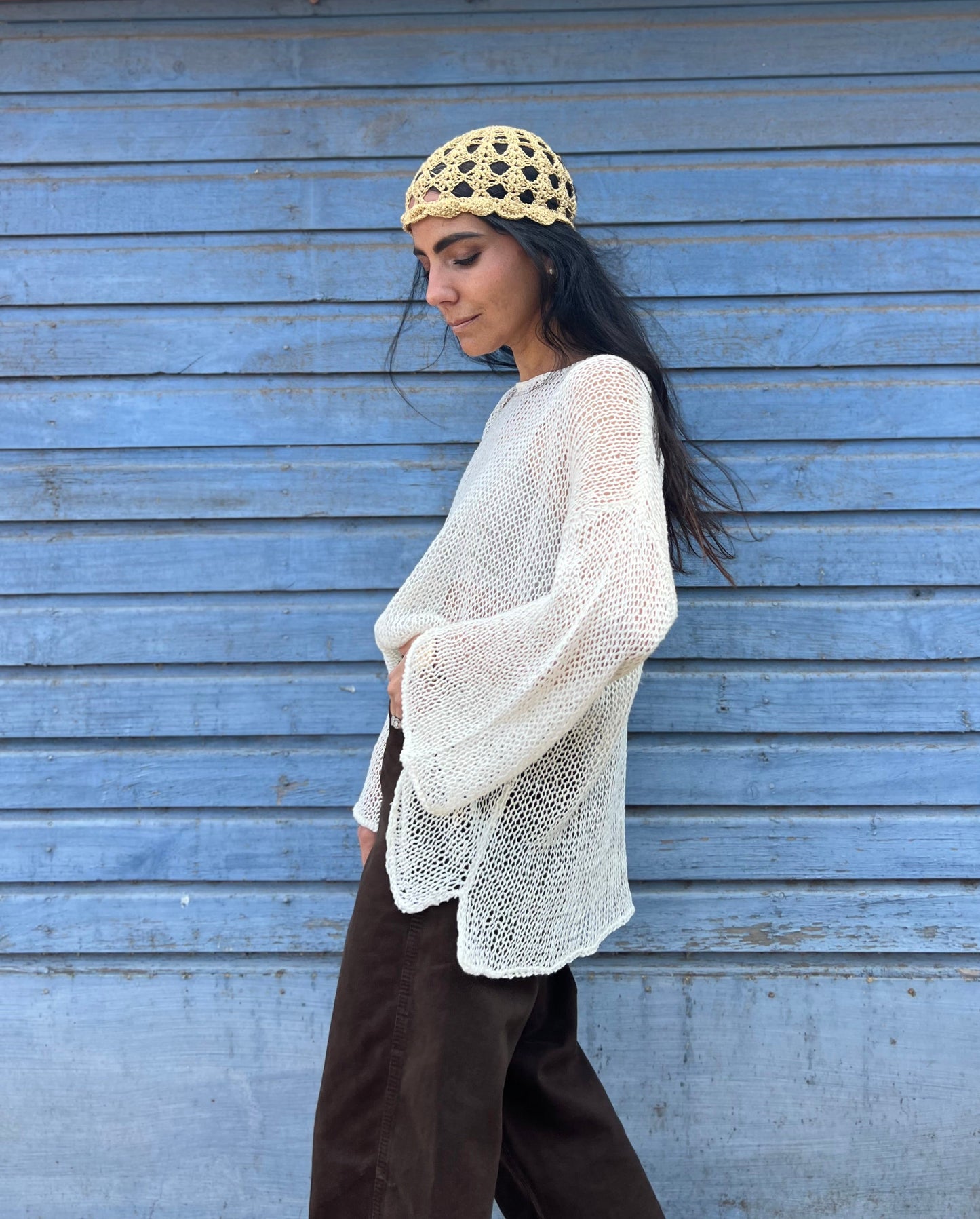 Chaleco Bugambilia Crudo - TEJIDO A MANO 100% LINO