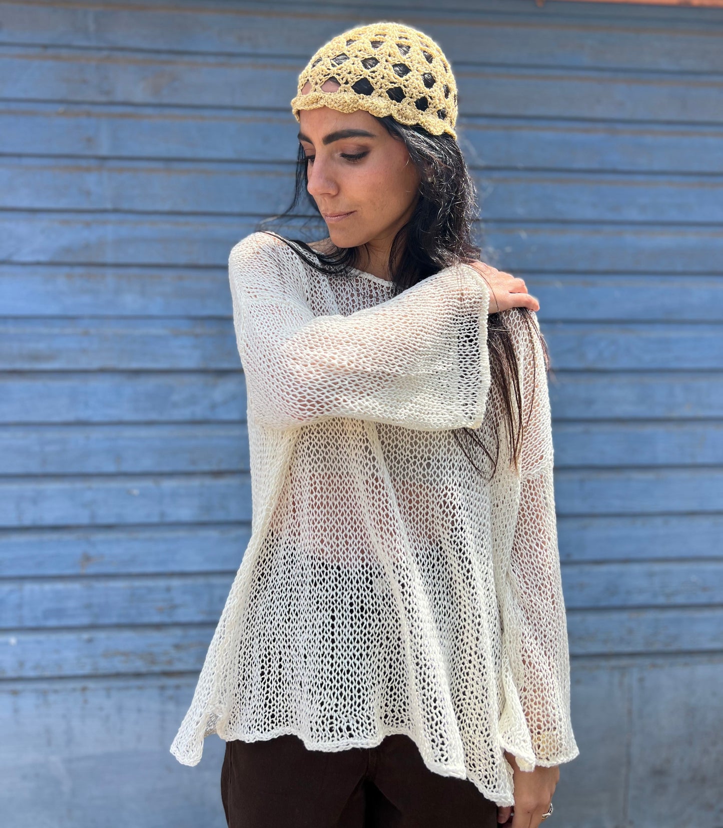 Chaleco Bugambilia Crudo - TEJIDO A MANO 100% LINO