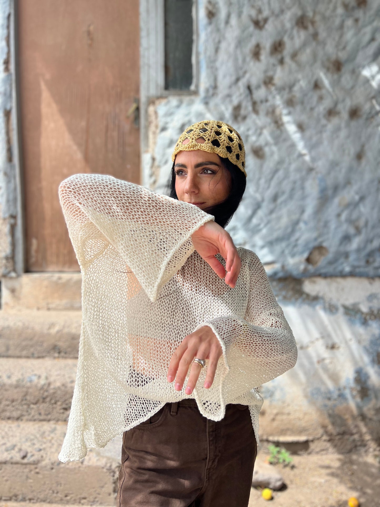 Chaleco Bugambilia Crudo - TEJIDO A MANO 100% LINO