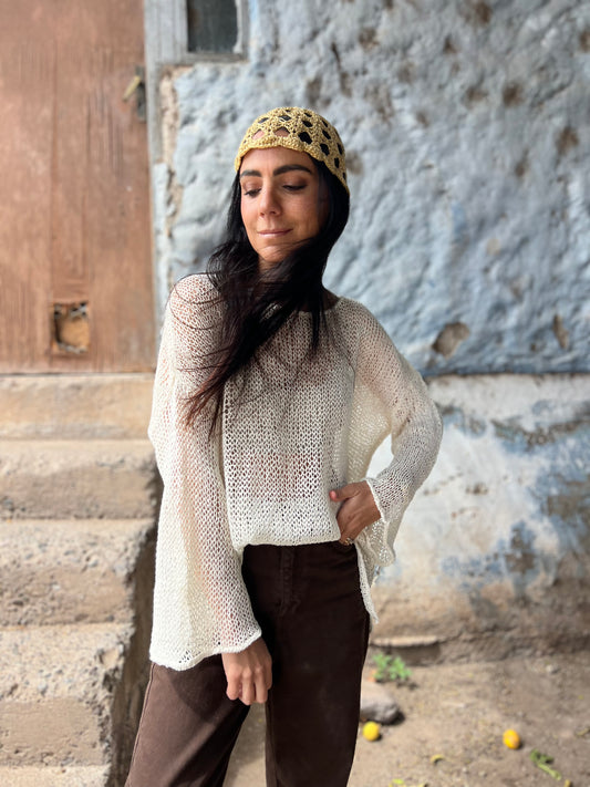 Chaleco Bugambilia Crudo - TEJIDO A MANO 100% LINO