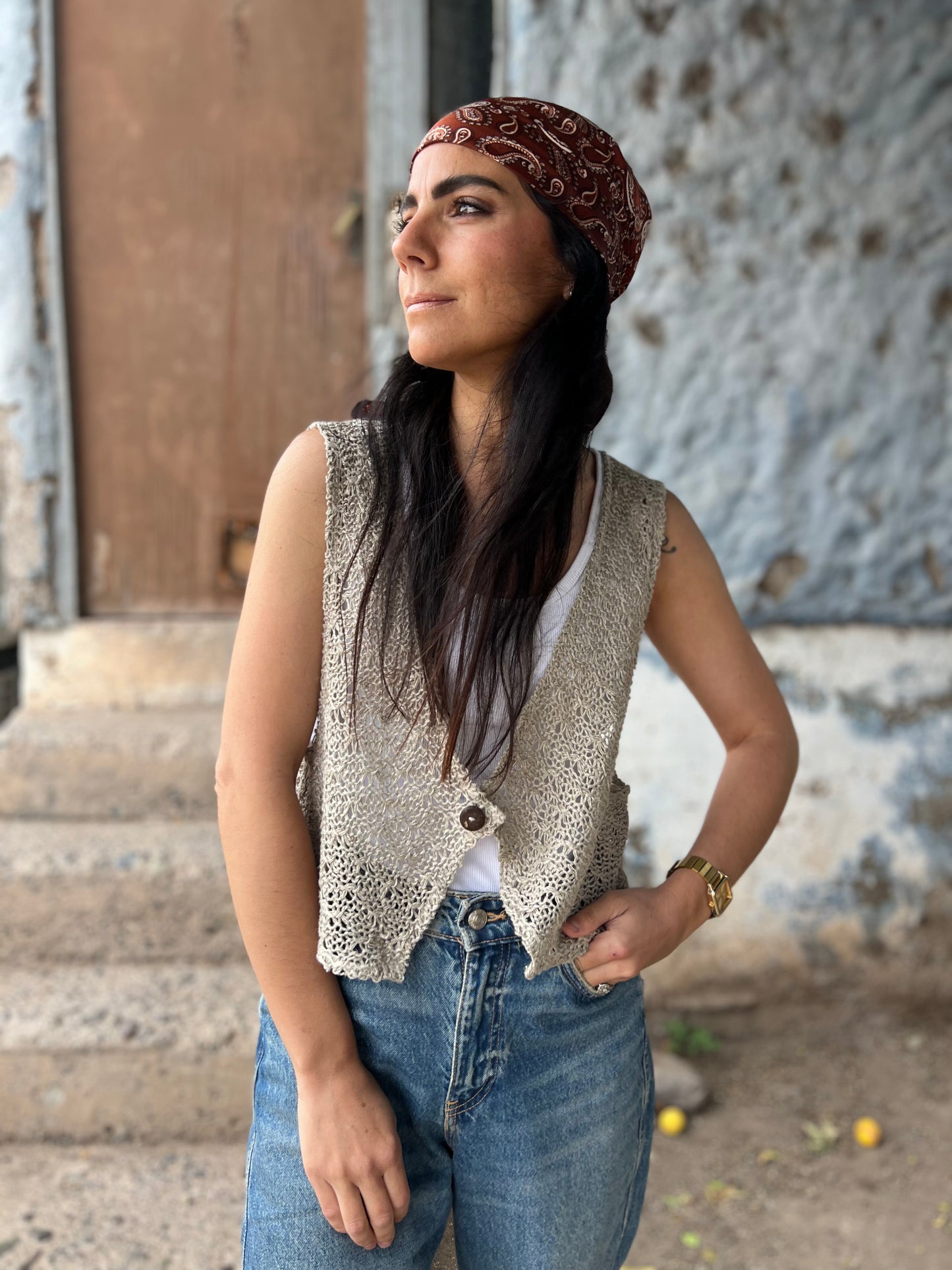 Chaleco Vest Crisantemo- LINO