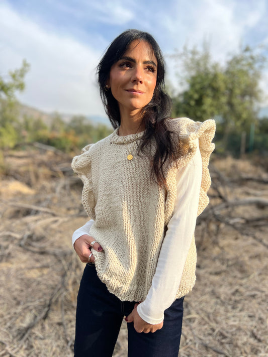 Sweater SEVILLA Crudo - HECHO A MANO - Alpaca