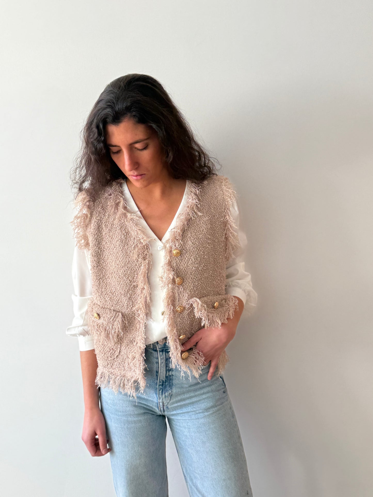 Chaqueta sin mangas Ori Beige